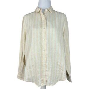 Everlane The Linen Relaxed Shirt Brazilian Sand Striped Button Down Size 6 NEW‎